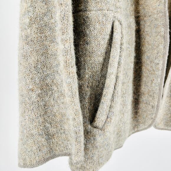 Vintage 80s Ciao Sport 100% Shetland Wool Oatmeal Cardigan Blazer Coatigan - Picture 4 of 8